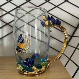 ARC of France flowers/butterfly glass